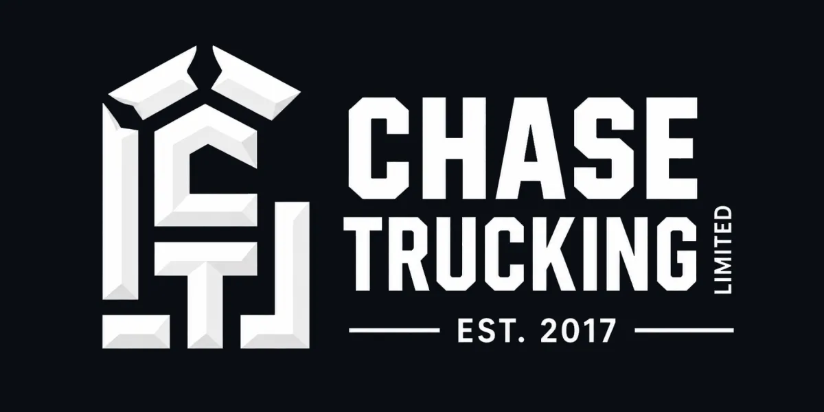 Chase Trucking Ltd logo, specialising in HIAB lifting, grapple saw services, and transport across Hamilton and the North Island.