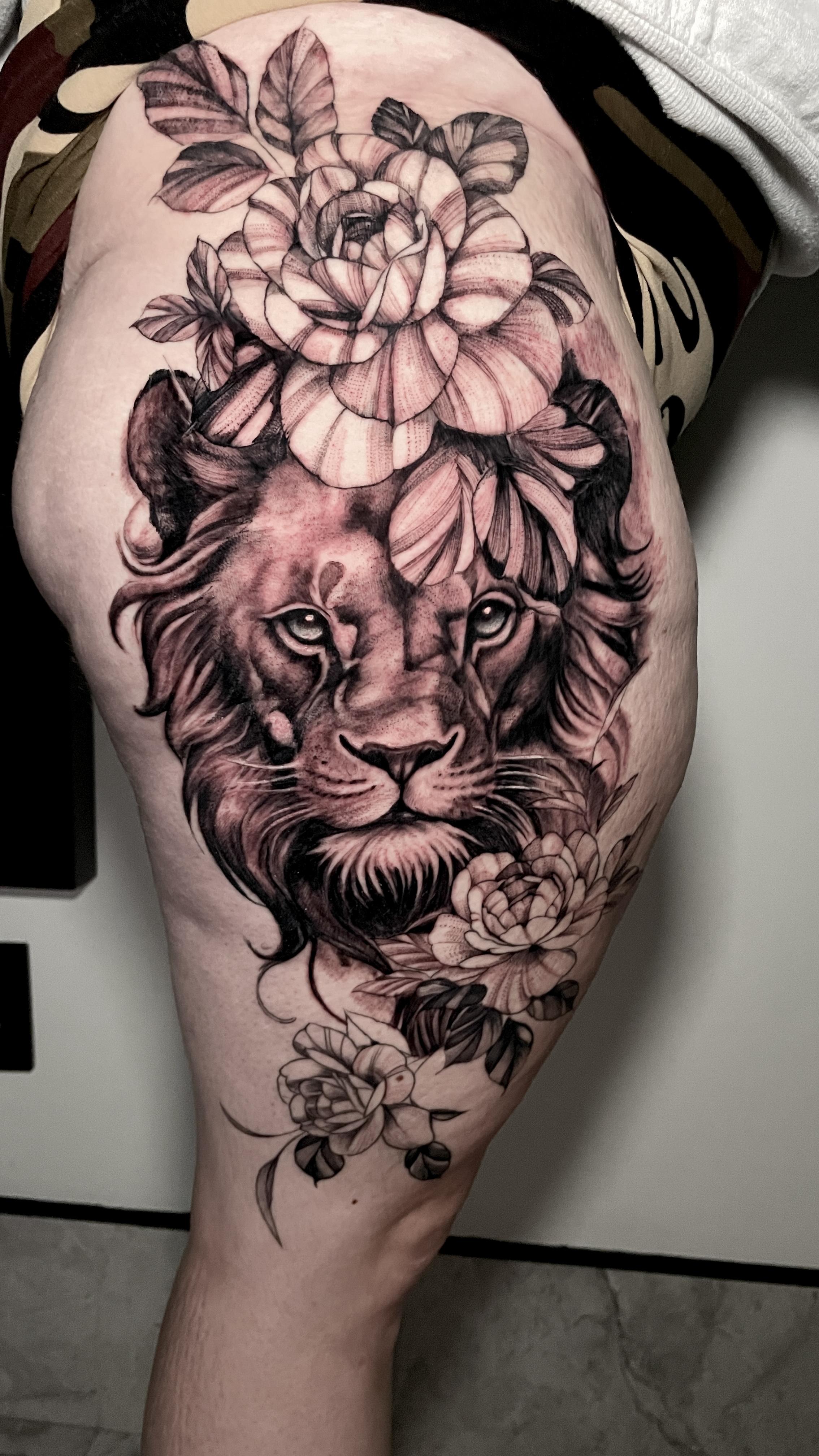 person with tattoo on right arm