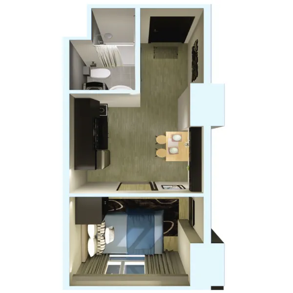 Jr. 1 Bedroom Unit Layout