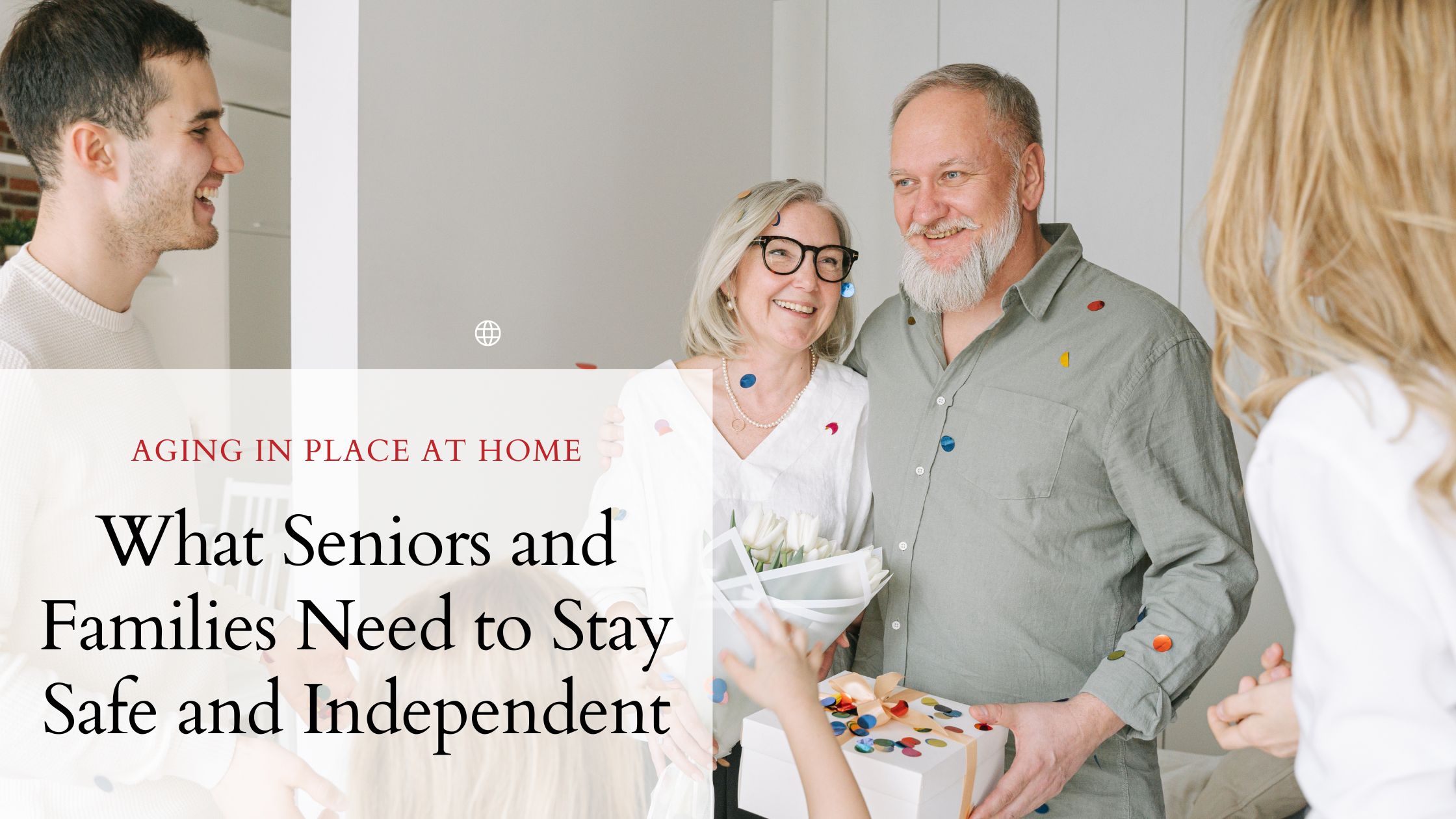 Senior couple receiving support at home for aging in place and independent living