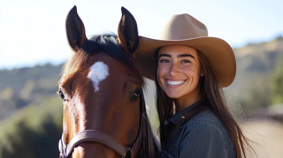 a young woman and her horse in the american west