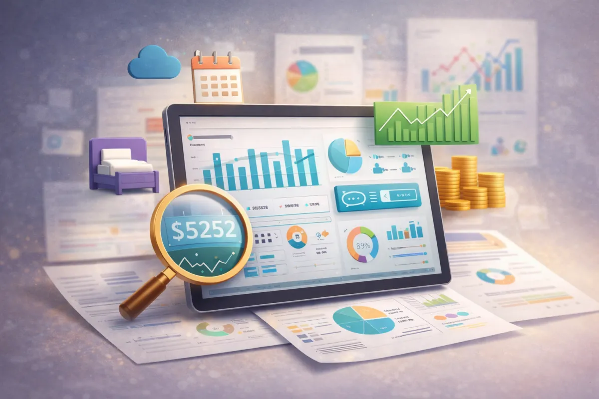 pantalla con dashboard de datos lupa y graficos