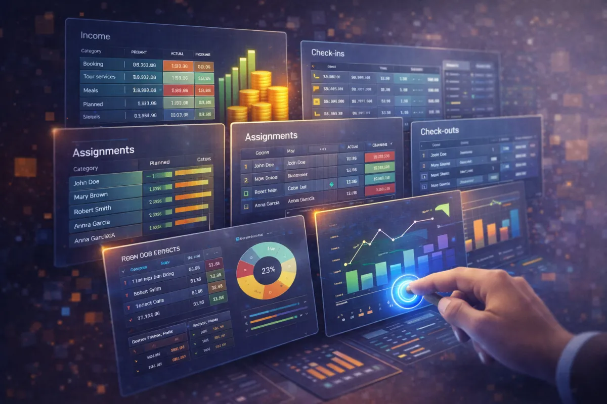 vistas de trabajo con diferente información.