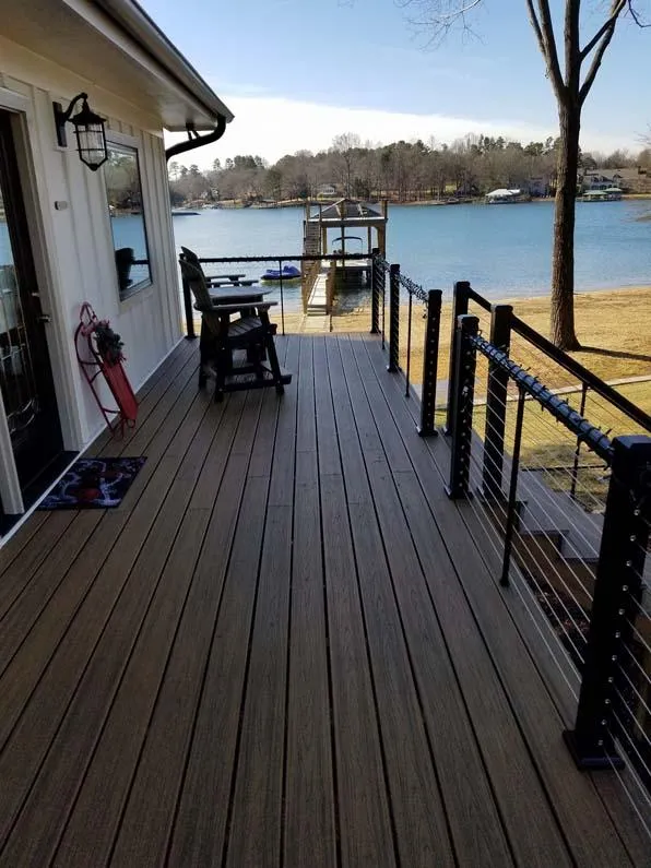 a very relaxing view of a lake from the deck