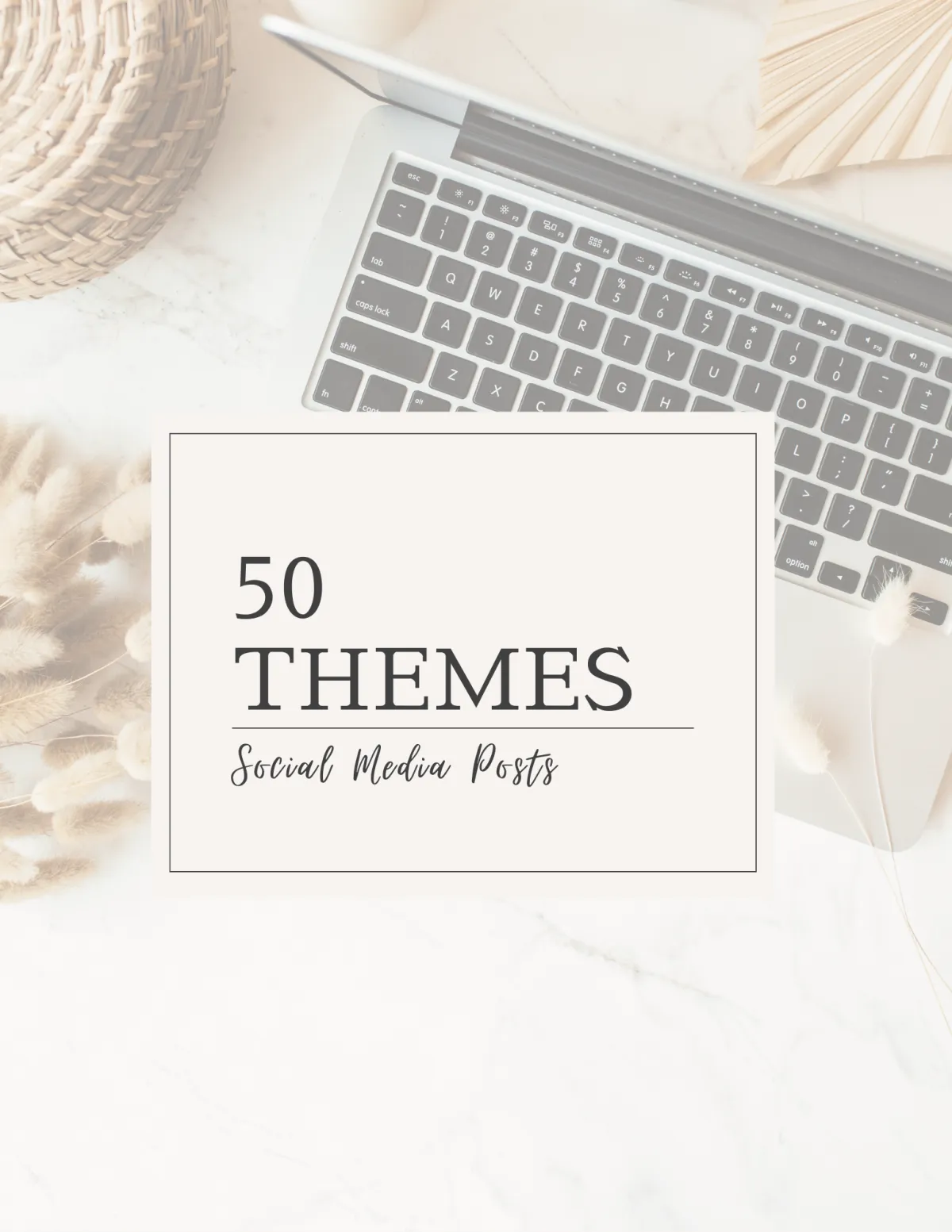 Cover image of the free 50 themes for social media posts list