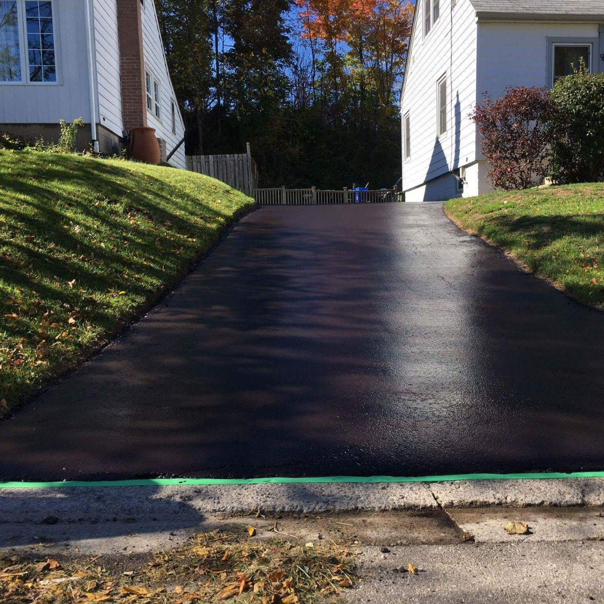 Freshly sealed driveway in Hamilton by Beamish Grounds Services