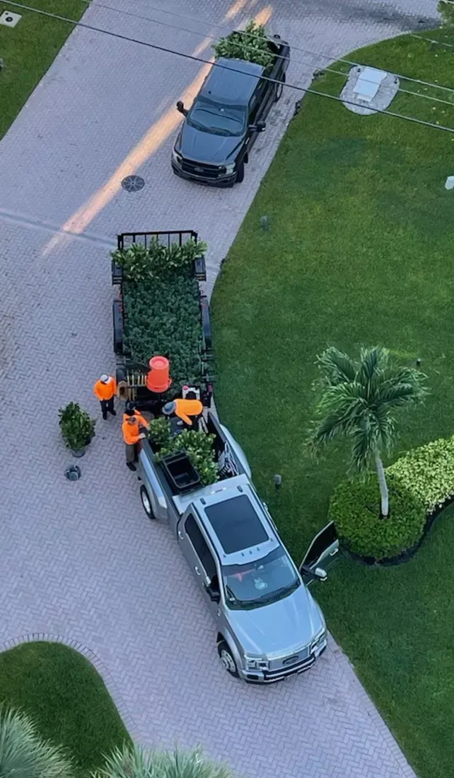 Aerial view of lawn mowing service in Deerfield Beach – Quality Lawncare & Landscaping
