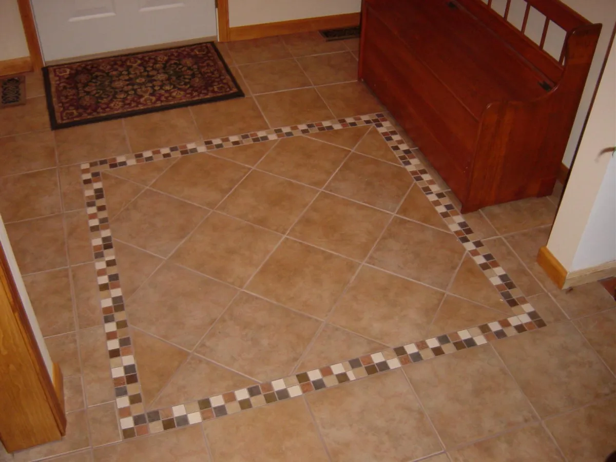 Finished tile flooring at entryway