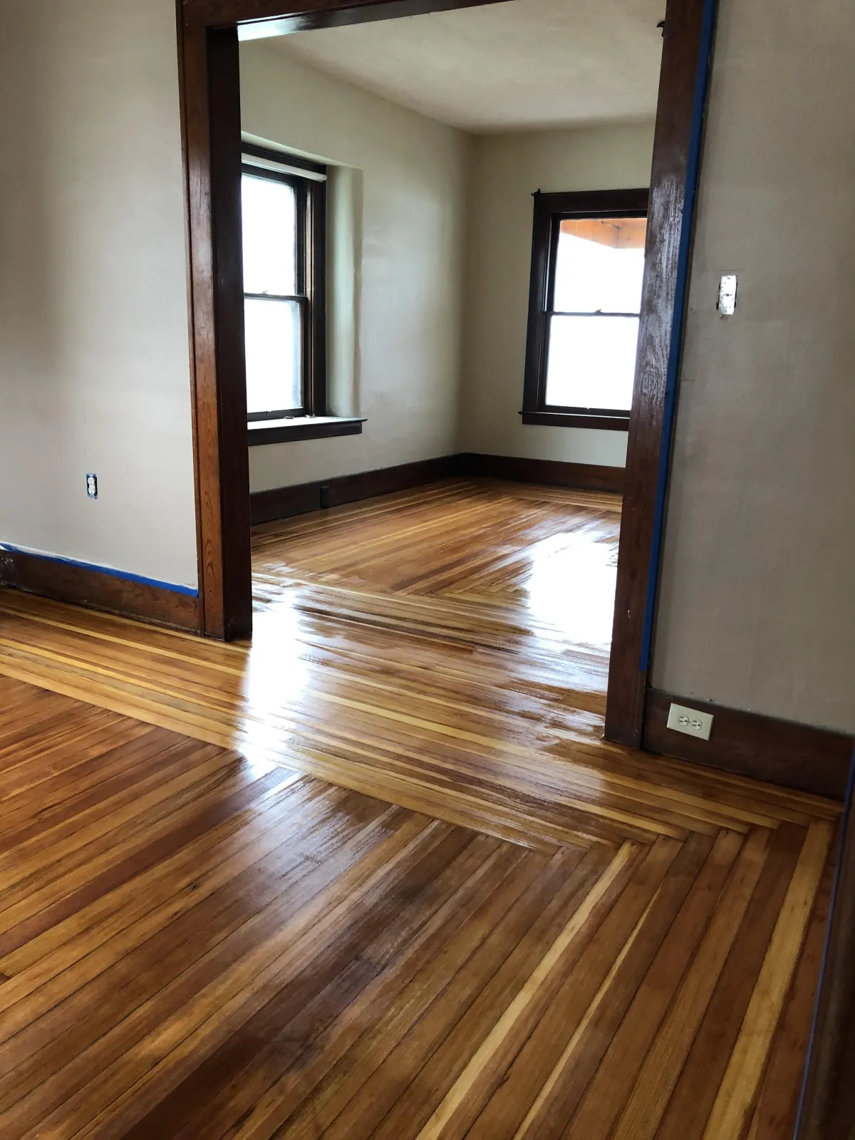 Engineered hardwood flooring in apartment