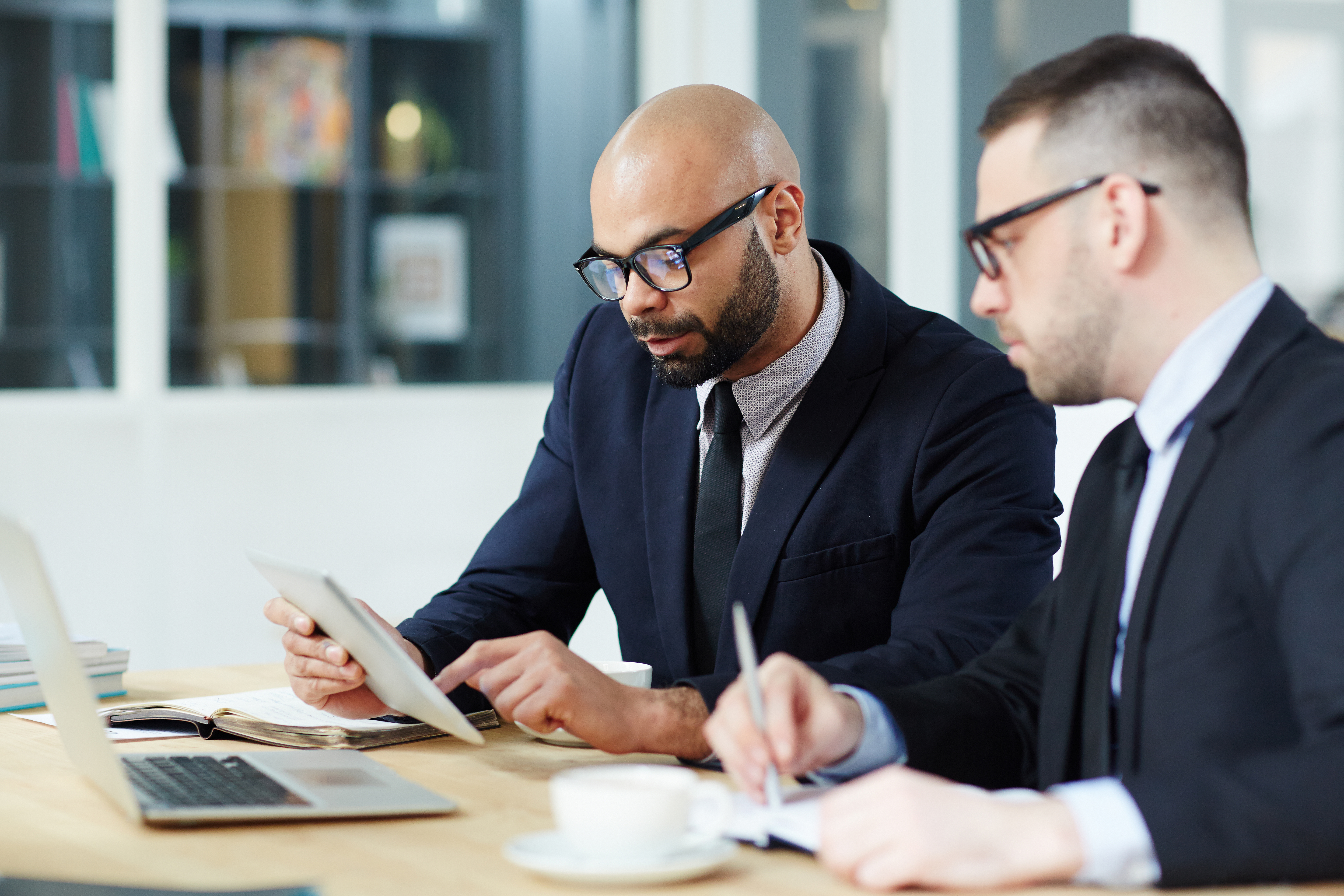 people standing inside city building