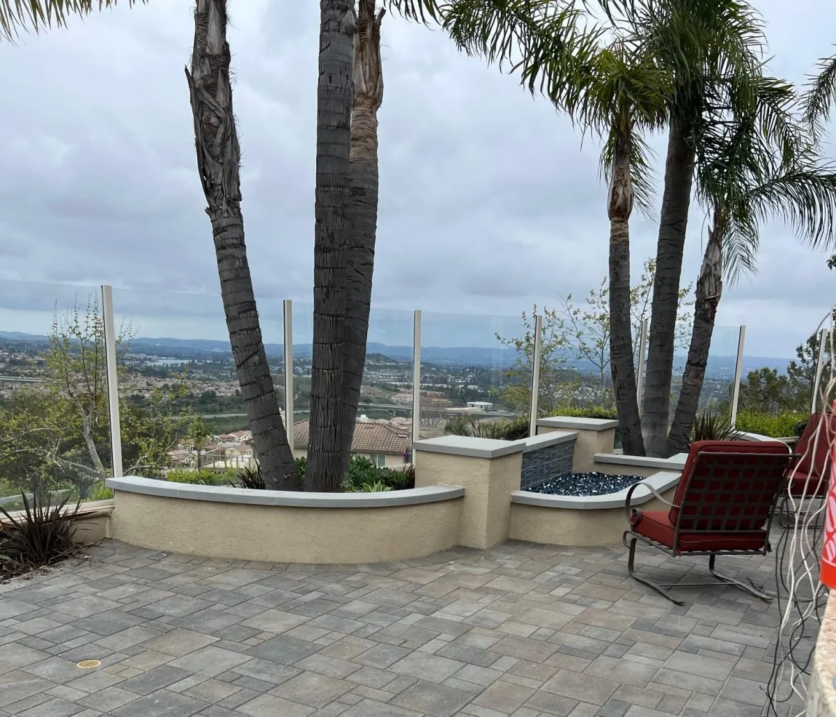 Custom interlocking pavers installed on a back patio.