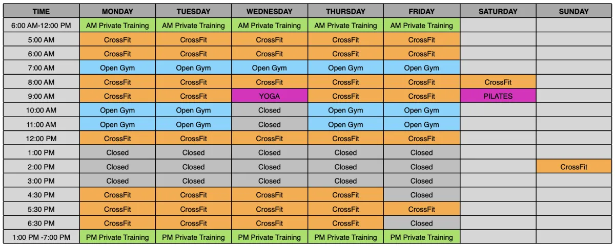 Crossfit Solus class schedule Sherman Texas