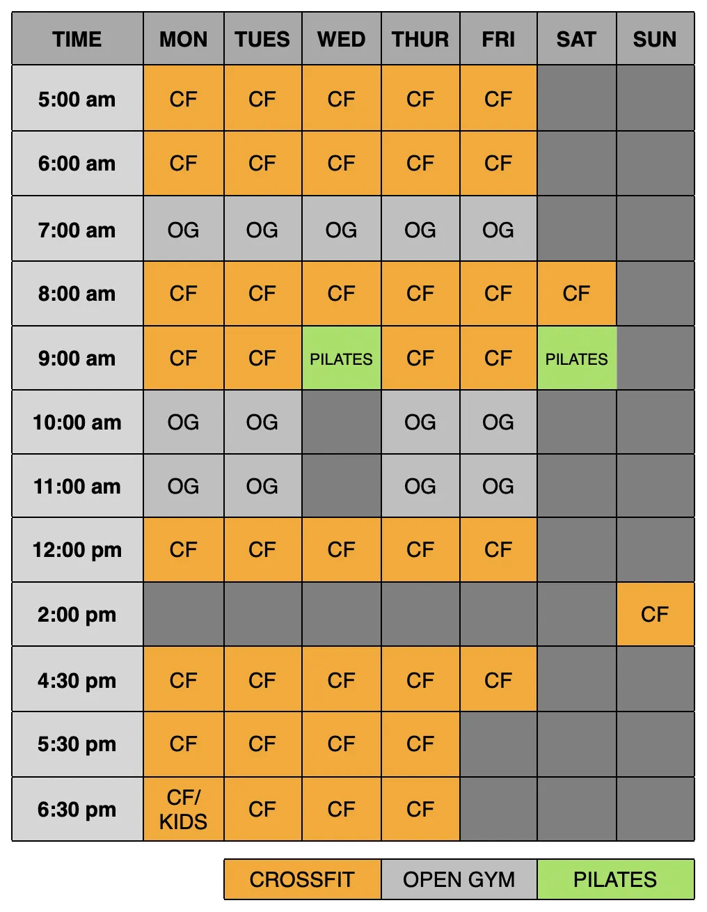 crossfit solus class schedule