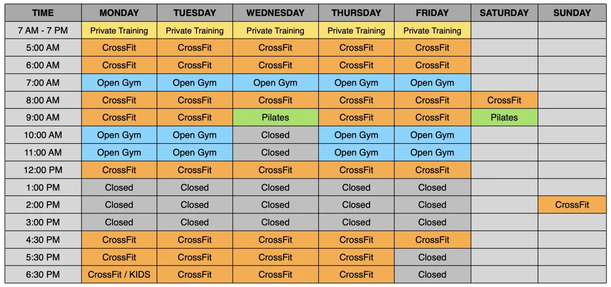 crossfit solus class schedule