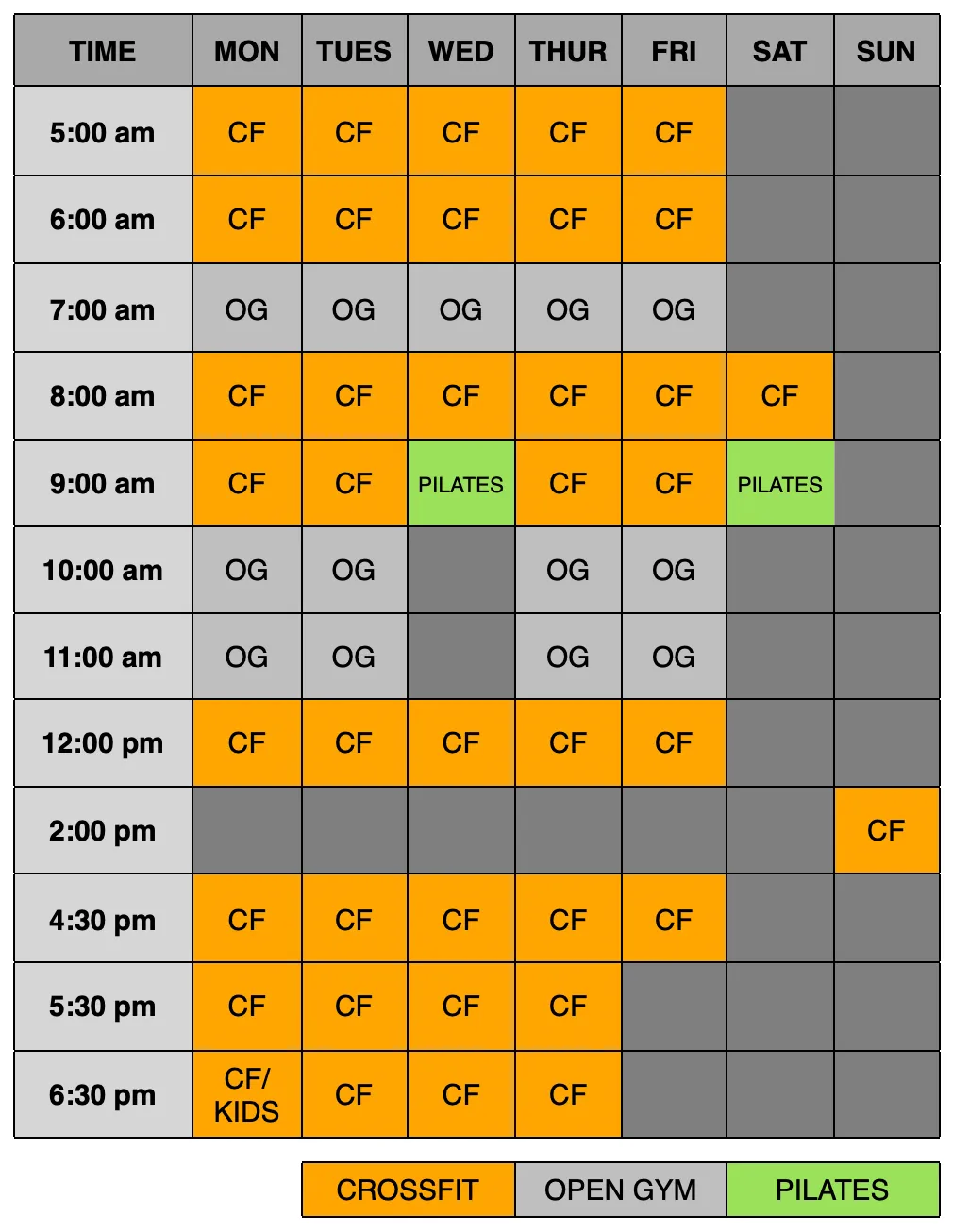 crossfit solus class schedule