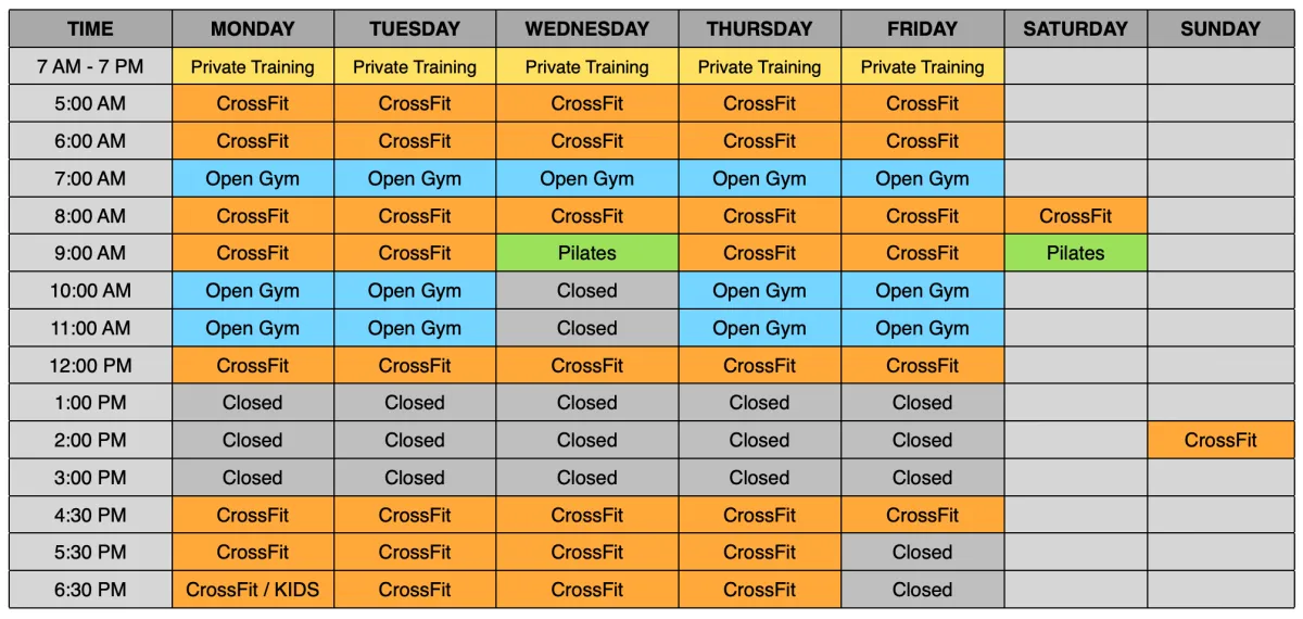 crossfit solus class schedule