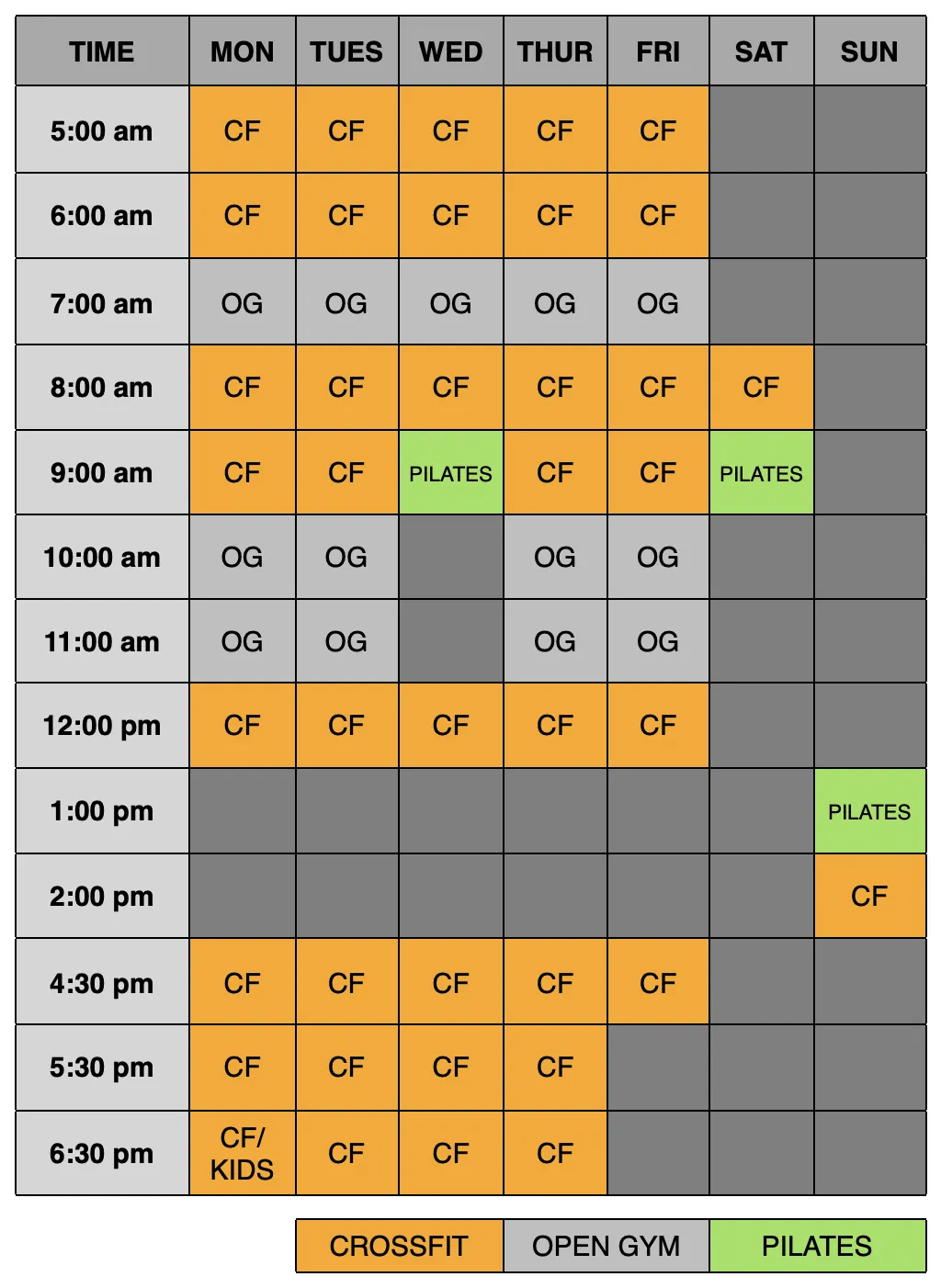 crossfit solus class schedule