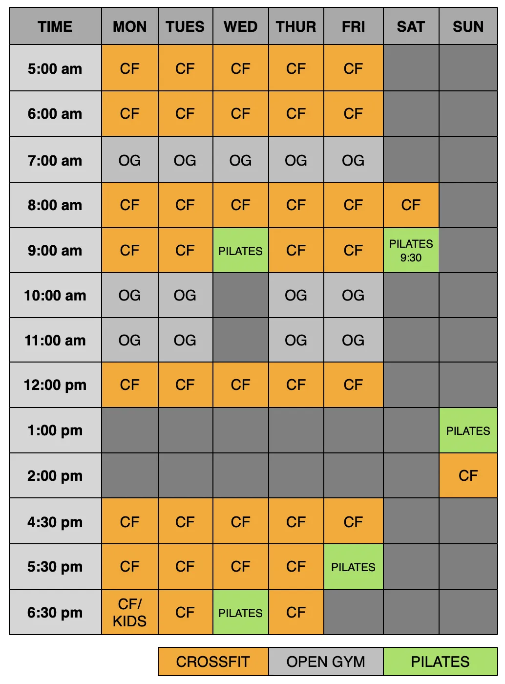 crossfit solus class schedule