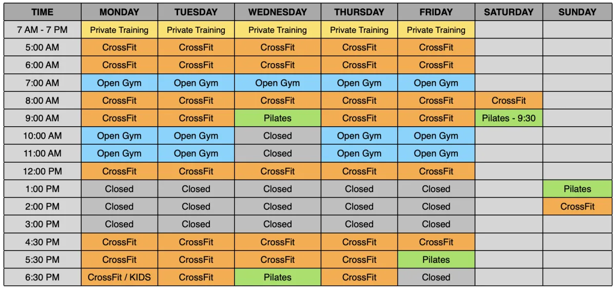 crossfit solus class schedule