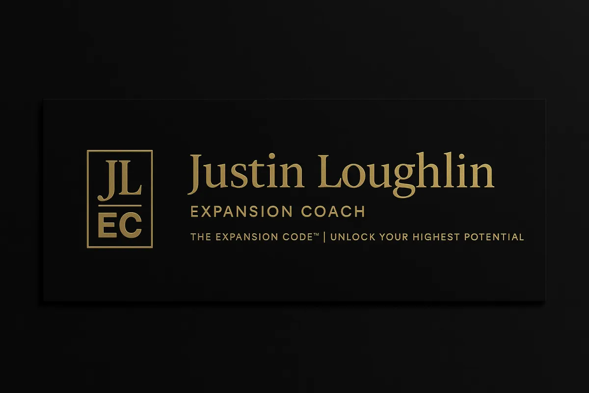 Gold and black logo for Justin Loughlin, Expansion Coach