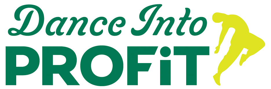 Dance Into Profit brand logo for specialized bookkeeping and fractional CFO support for dance studios and dance studio owners