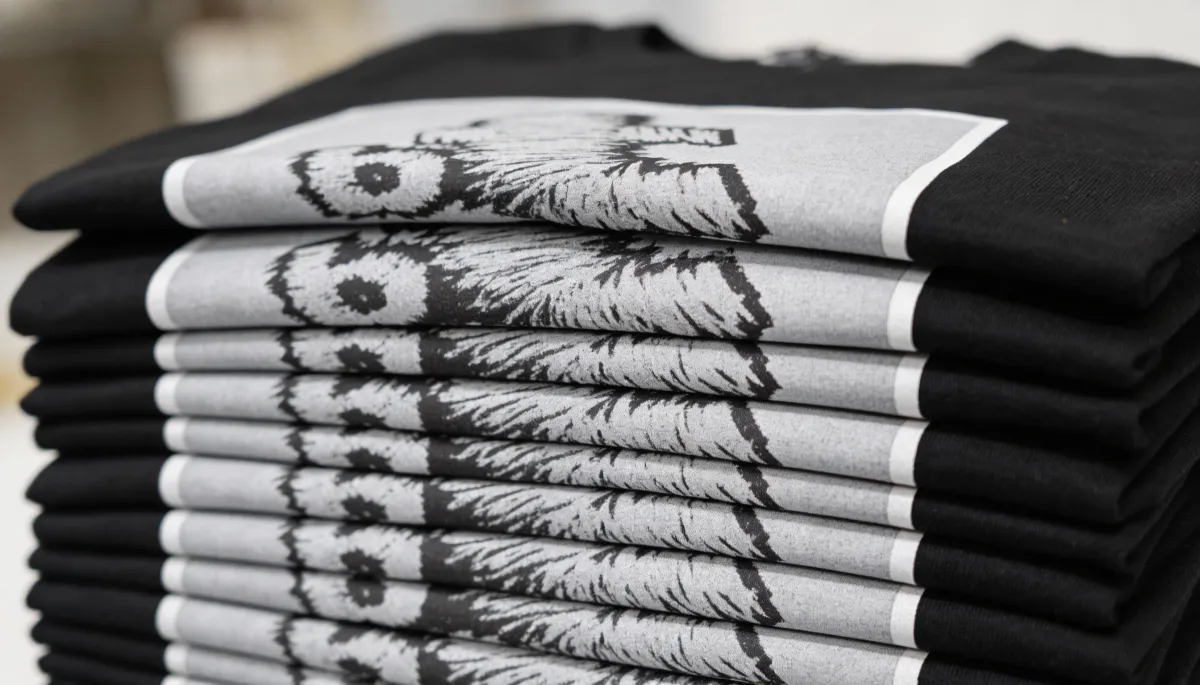 Detalle de acabado en estampado de poleras DTF y serigrafía en Santiago