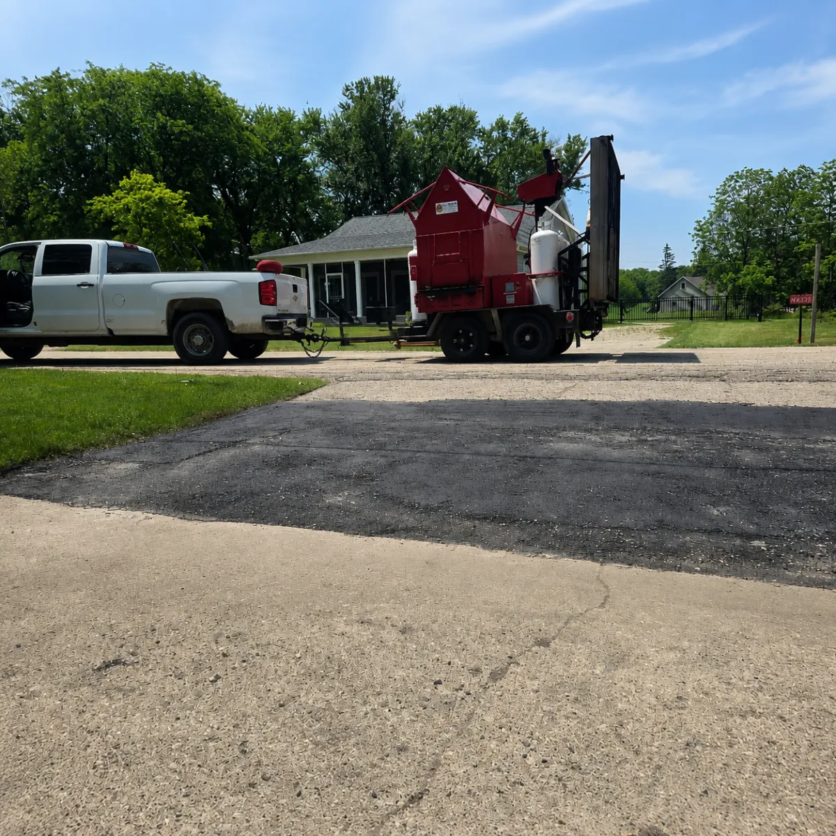 Asphalt mastic repair applied to a localized pavement failure in Wisconsin
