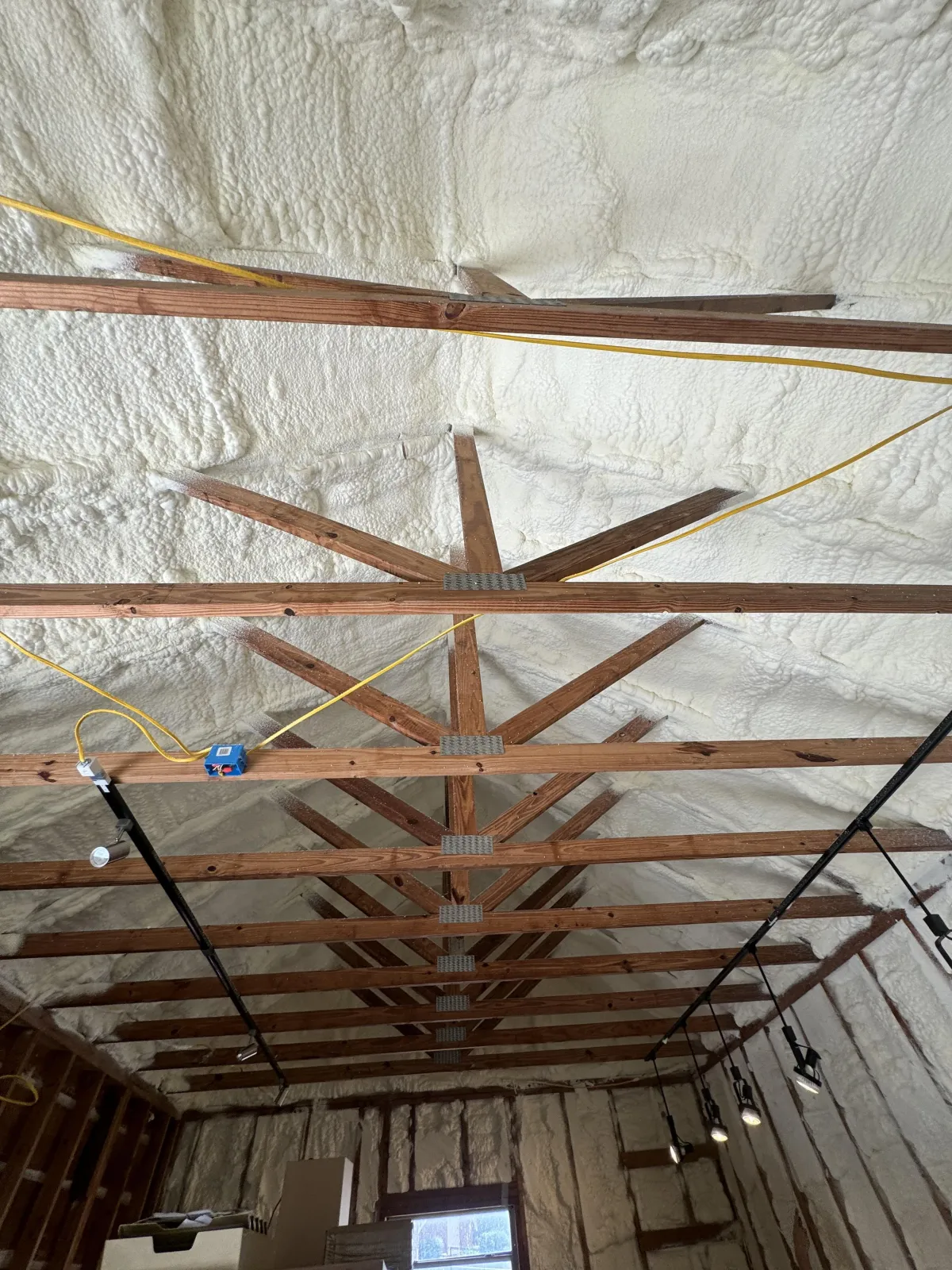 a room with a table and chairs