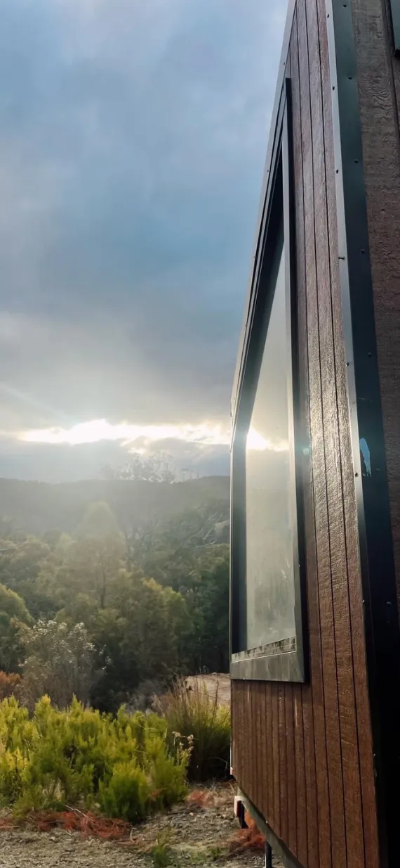 tiny home, bush, Australia, deck, skyview