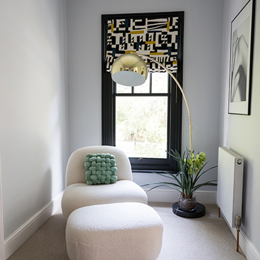 interior designer photography in Bedford of a lamp and window