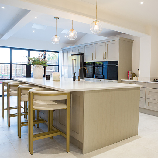 Interior photography of a cream  kitchen with in Hertfordshire large island