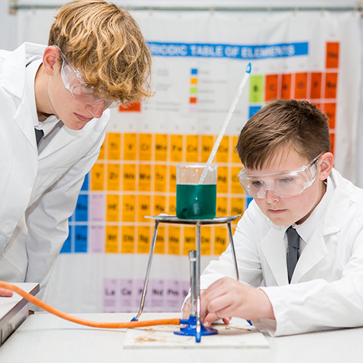 children in science lab with the periodic table 