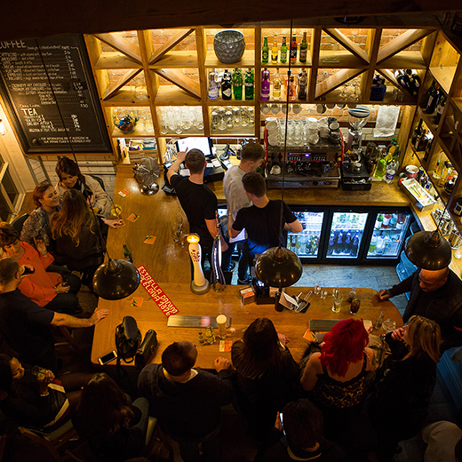 Interior photography of the bar at The hide in Ampthill