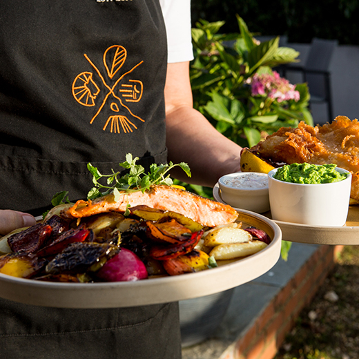 food photography of plates being held
