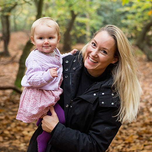 family portrait photo with mother and daughter in the woods