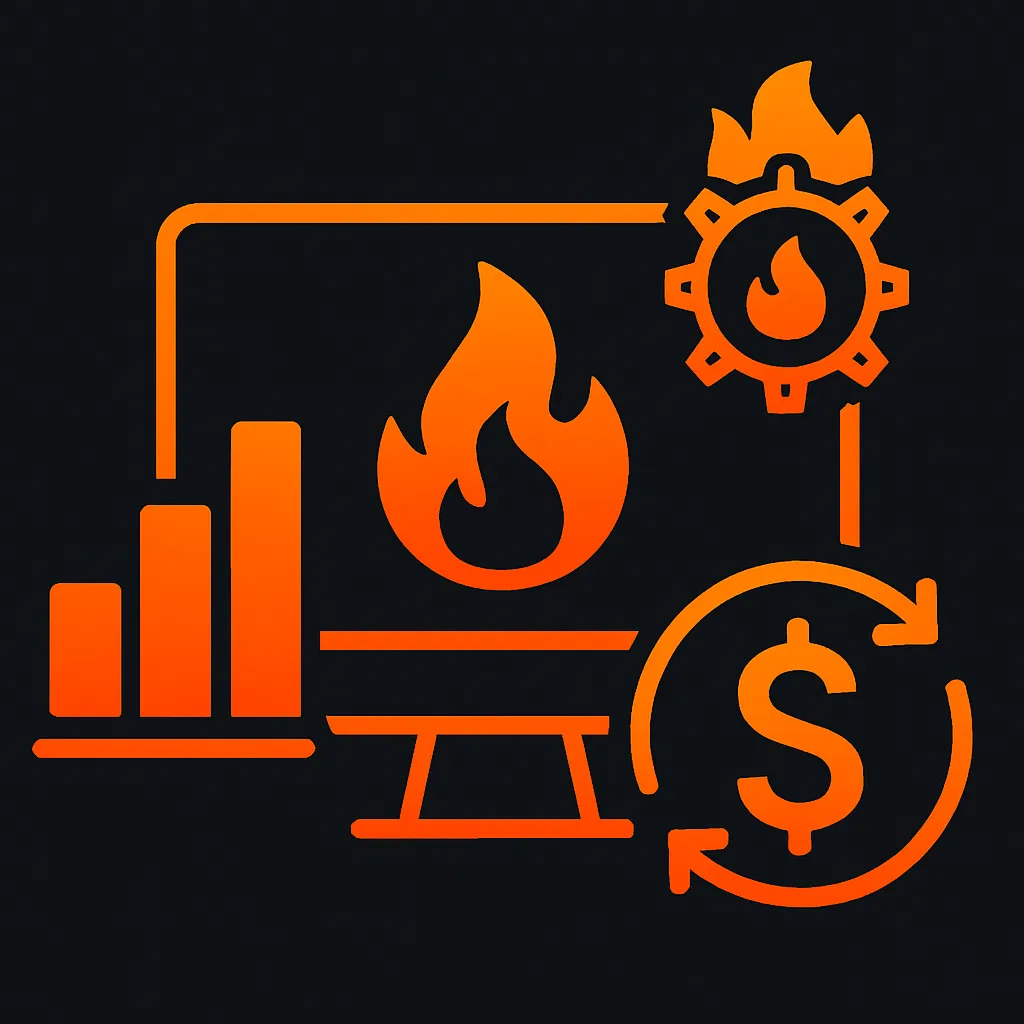 Revenue funnel with cash icons