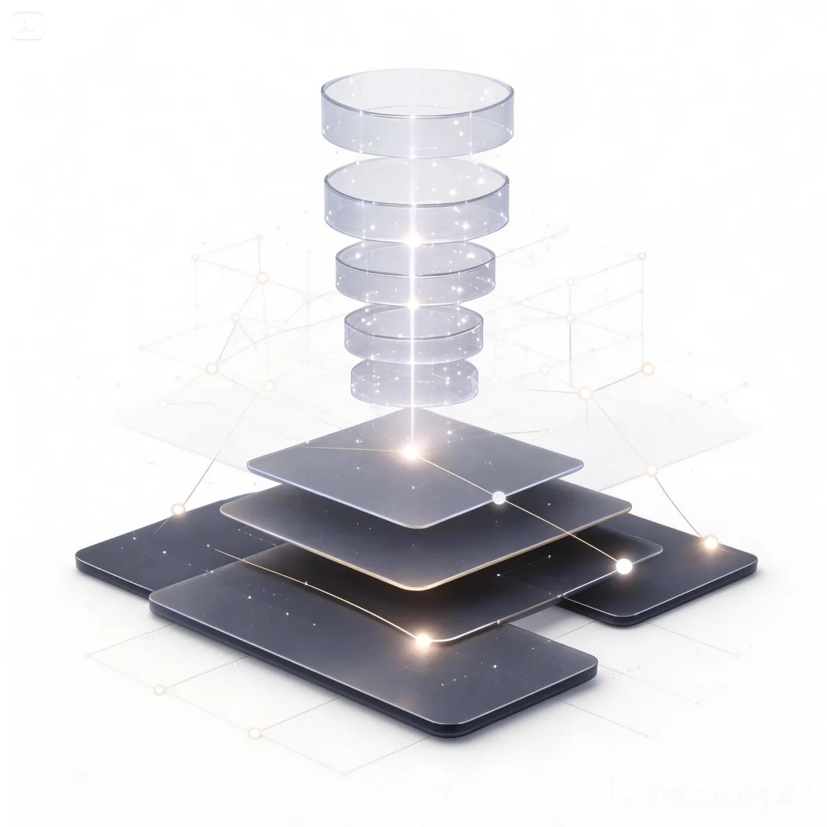 Revenue funnel with cash icons