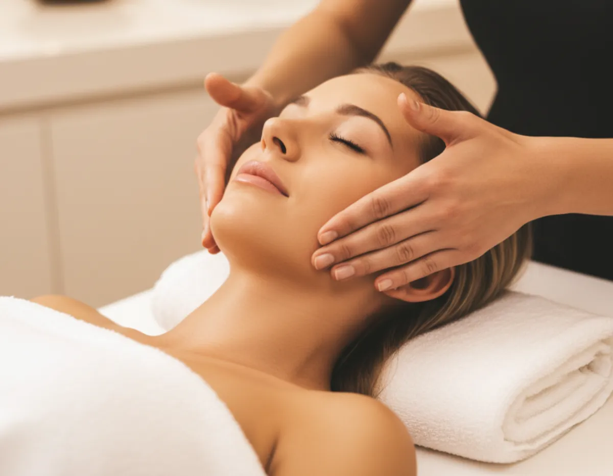 Facial rejuvenation massage promoting circulation and relaxation