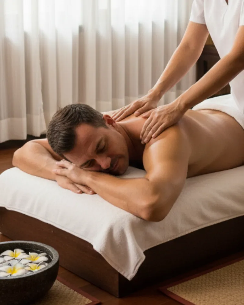 Relaxing Thai massage session in Houston performed in a calm, professional setting
