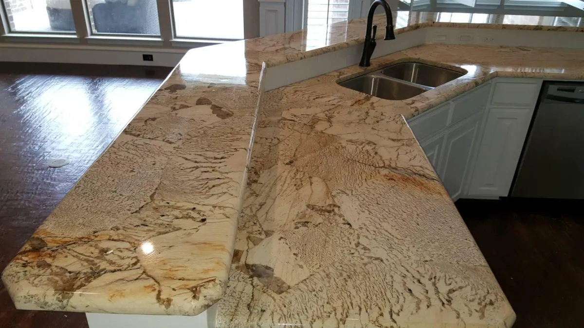 Bianco Alpino granite island countertop at McKinney DFW project by Dallas Granite Installers