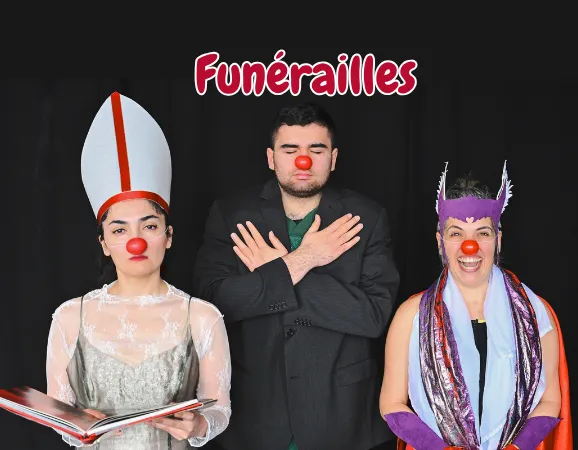 Clown couple in a dramatic comedic scene