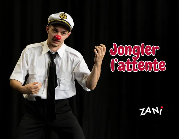 Clown students experimenting with silly props on stage