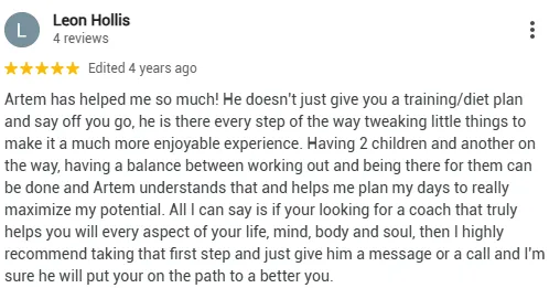 "Technique and form coaching by body transformation expert Artem"