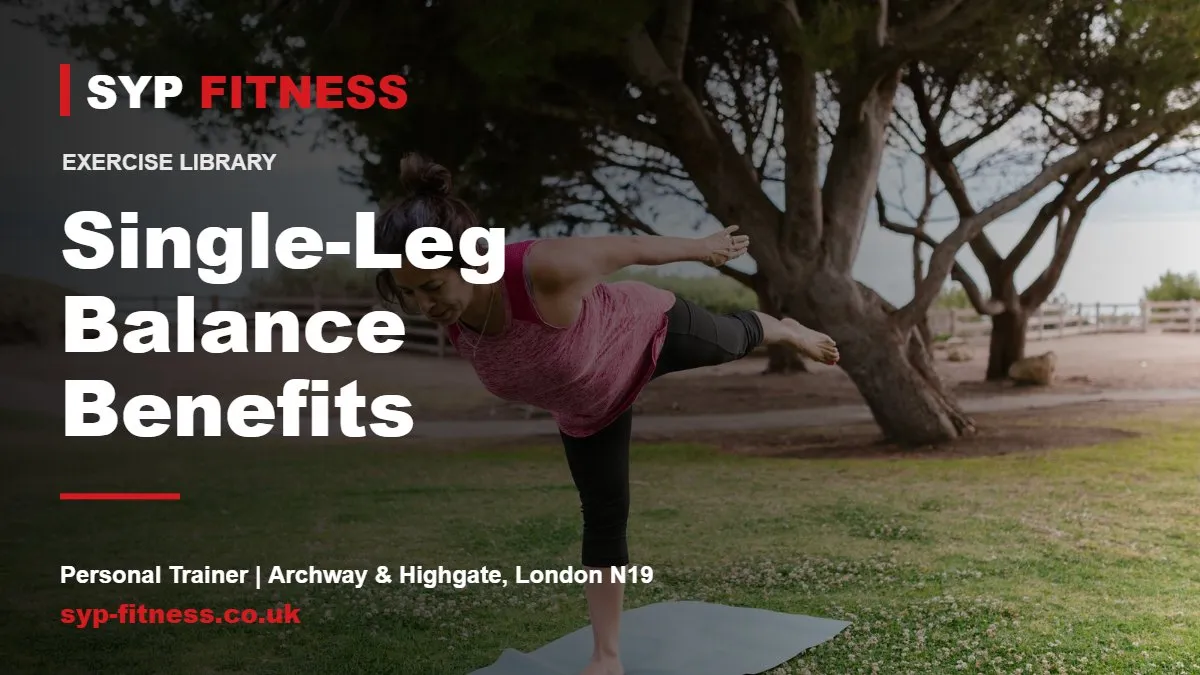Woman balancing on one leg on a mat - Single-Leg Balance benefits, SYP Fitness personal trainer in Archway, London N19