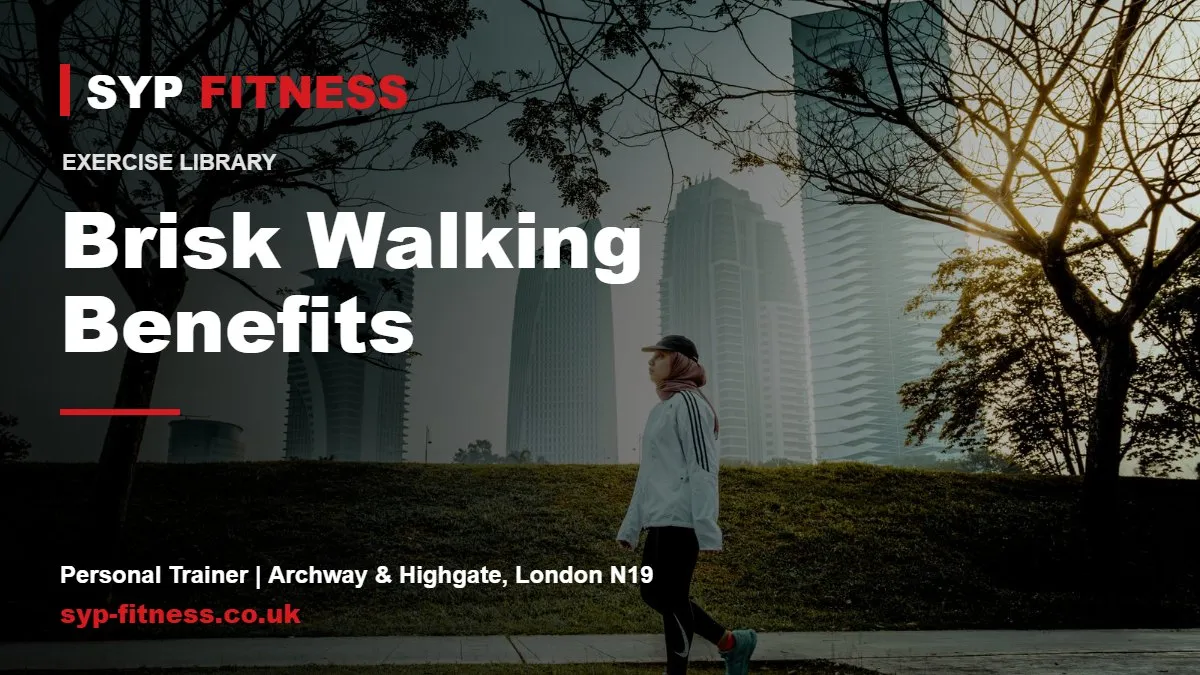 Woman walking in a tree-lined park - Brisk Walking benefits, SYP Fitness personal trainer in Archway, London N19