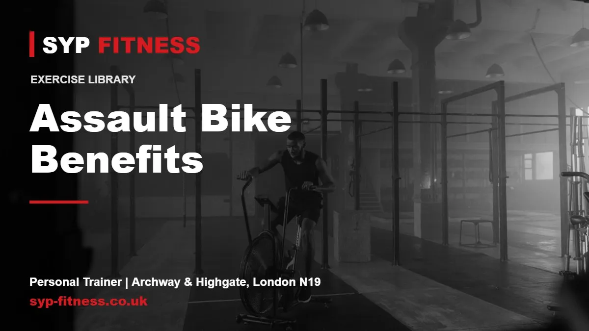 Man training on an air bike in a gym - Assault Bike benefits, SYP Fitness personal trainer in Archway, London N19