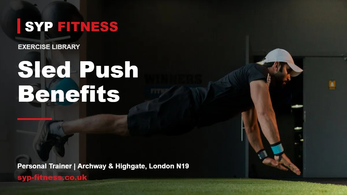 Man doing push-ups on gym turf - Sled Push benefits, SYP Fitness personal trainer in Archway, London N19