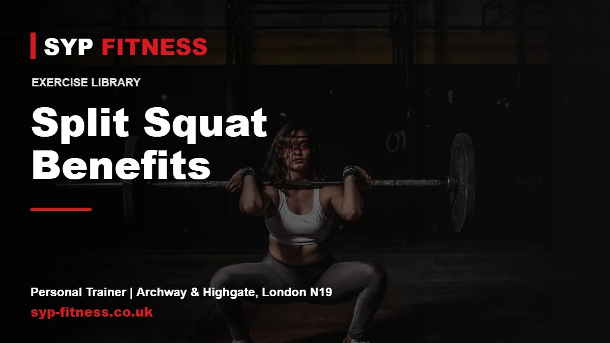 Woman squatting with a barbell in a gym - Split Squat benefits, SYP Fitness personal trainer in Archway, London N19