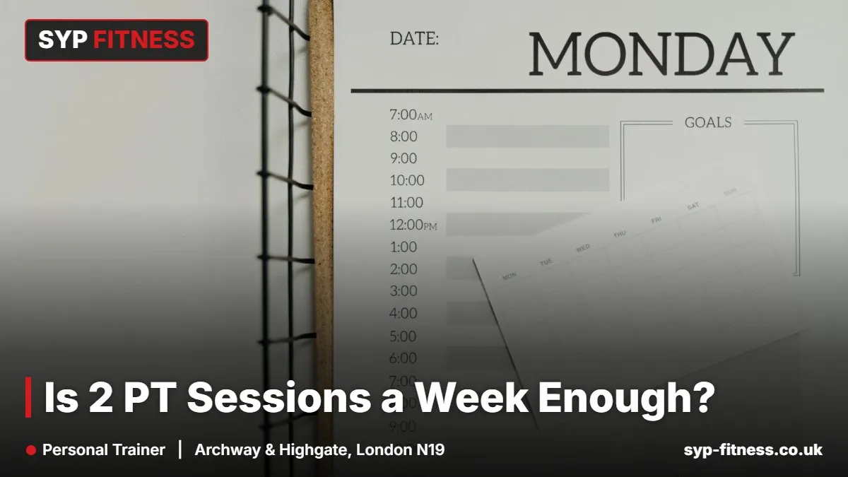 Weekly planner open on Monday - is 2 PT sessions a week enough, SYP Fitness personal trainer in Archway, London N19