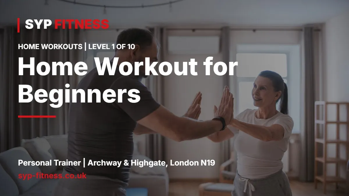 Person doing a sit-to-stand from a chair at home - Home Workout for Beginners: Level 1 Bodyweight Plan, SYP Fitness personal trainer Archway N19